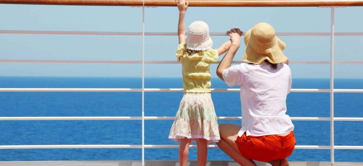 woman and child on cruise ship deck