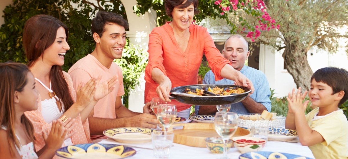 multi-generational family dinner in Europe